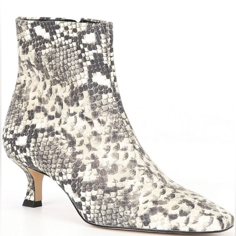 NWOB $129 Giani Bini Palmero Snake Print Snip Toe Kitten Heel Booties - Picture 2 of 9